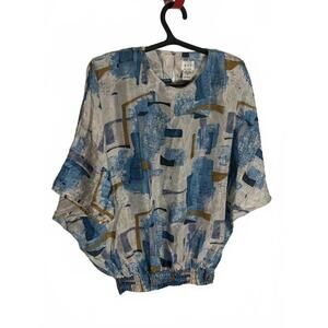 Vintage 80s Silk Stretch Waist Ballon Blouse